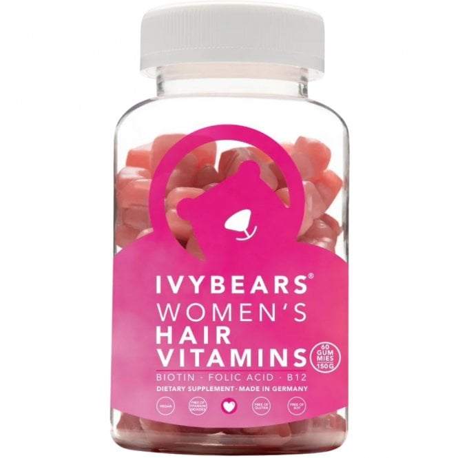 IvyBears Women's Hair Vitamins 60 Gummies - Makes your hair shiny and beautiful Contains high doses of biotin, folic acid and several vitamins essential for the growth of healthy hair. These vitamins also strengthen your nails. 