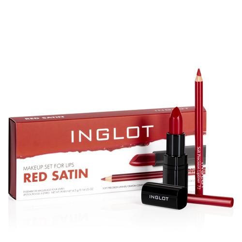 INGLOT | Lip Kit - Red Satin - Inglot's classic blue toned red lip duo makes a daringly BOLD statement that can instantly transform any look.