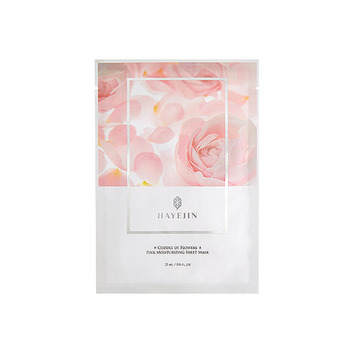 HAYEJIN | Cuddle of Flowers Pink Moisturizing Sheet Mask - Moisture care mask containing Damask Rose and Tahiti Complex with 7 types of ingredients for revitalizing, moisturizing care of fatigued skin.